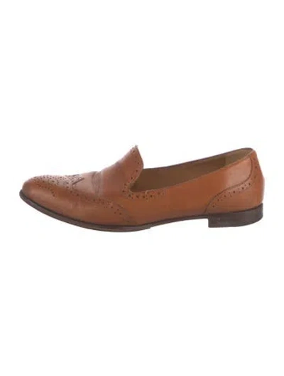 Pre-owned Ralph Lauren Leather Lasercut Accents Loafers In Brown