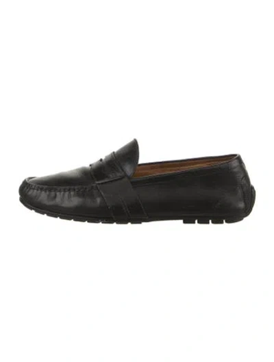 Pre-owned Ralph Lauren Leather Loafers In Black