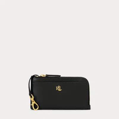 Ralph Lauren Leather L-zip Card Case In Black