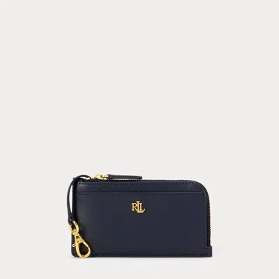 Ralph Lauren Leather L-zip Card Case In Refined Navy In Blue