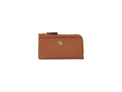 Ralph Lauren Leather L-zip Card Case Wallet Handbags Lauren Tan: One Size In Brown