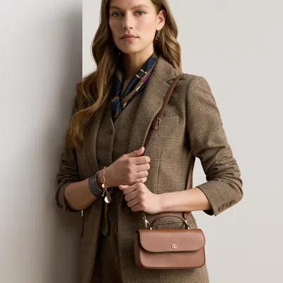 Ralph Lauren Leather Marcy Crossbody Wallet In Lauren Tan