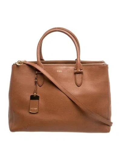 Pre-owned Ralph Lauren Leather Marcy Satchel Large In Brown