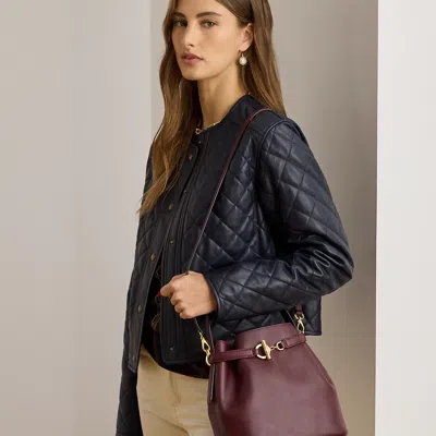 Ralph Lauren Leather Medium Blaike Bucket Bag In Burgundy