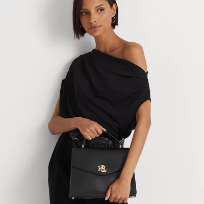 Ralph Lauren Leather Medium Farrah Satchel In Black