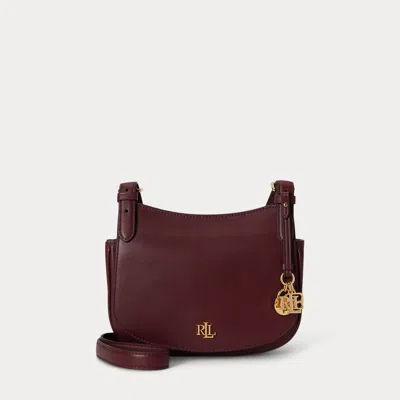 Ralph Lauren Leather Medium Marcy Crossbody Bag In Dark Garnet