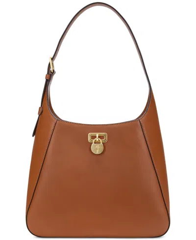 Ralph Lauren Leather Medium Tanner Shoulder Bag In Lauren Tan