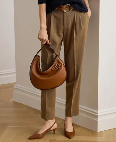 Ralph Lauren Leather Medium Tasha Shoulder Bag In Brown