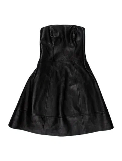 Pre-owned Ralph Lauren Leather Mini Dress In Black