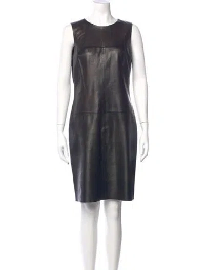 Pre-owned Ralph Lauren Leather Mini Dress In Black