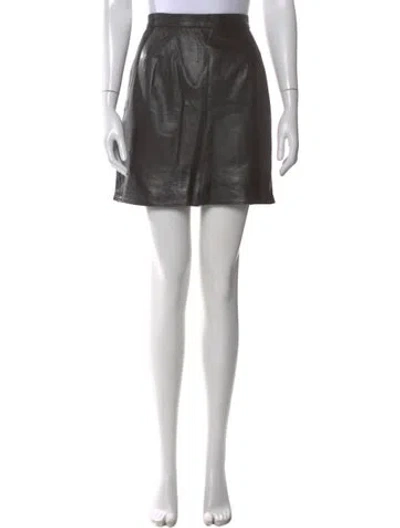 Pre-owned Ralph Lauren Leather Mini Skirt In Black