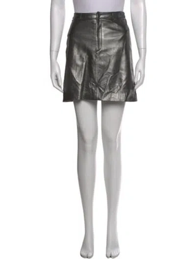 Pre-owned Ralph Lauren Leather Mini Skirt In Black