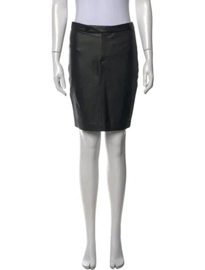 Pre-owned Ralph Lauren Leather Mini Skirt In Black
