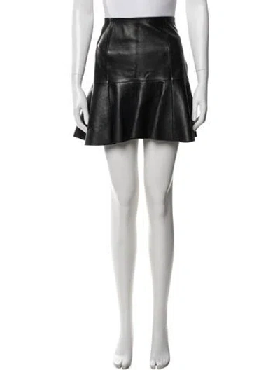 Pre-owned Ralph Lauren Leather Mini Skirt In Black