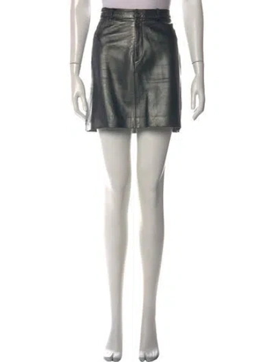 Pre-owned Ralph Lauren Leather Mini Skirt In Black