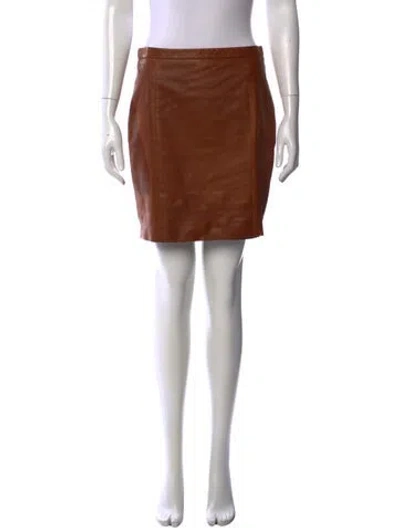 Pre-owned Ralph Lauren Leather Mini Skirt In Brown