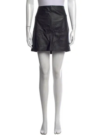 Pre-owned Ralph Lauren Leather Mini Skirt W/ Tags In Blue