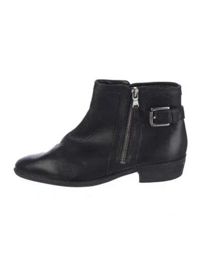 Pre-owned Ralph Lauren Leather Moto Boots In Black