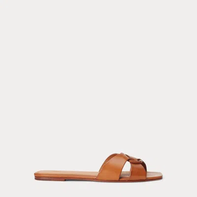 Polo Ralph Lauren Leather O-ring Sandal In Cuoio In Brown