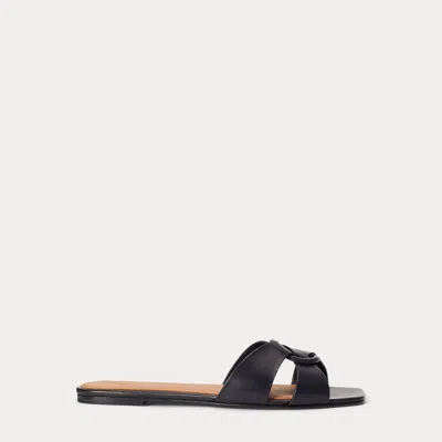 Polo Ralph Lauren Leather O-ring Sandal In Black