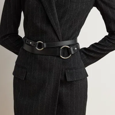 Ralph Lauren Leather O-ring Stacked Wide Belt In Black