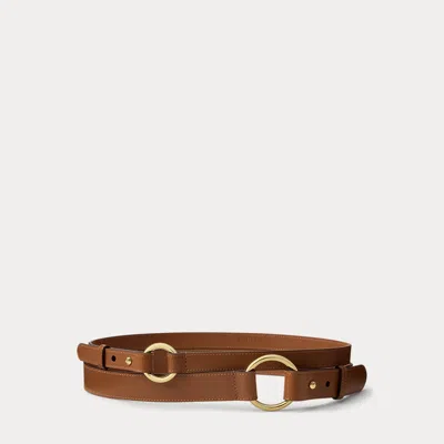 Ralph Lauren Leather O-ring Stacked Wide Belt In Lauren Tan/pb