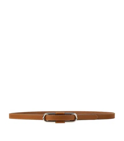 Ralph Lauren Leather Oval-buckle Belt In Gold