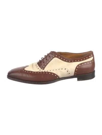 Pre-owned Ralph Lauren Leather Oxfords In Brown