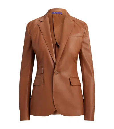 Ralph Lauren Leather Parker Blazer In Brown