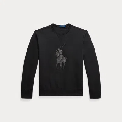 Polo Ralph Lauren Leather-pony Double-knit Sweatshirt In Polo Black