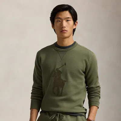 Polo Ralph Lauren Leather-pony Double-knit Sweatshirt In Thermal Green