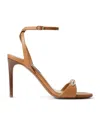 Ralph Lauren Leather Presling Heeled Sandals 95 In Brown