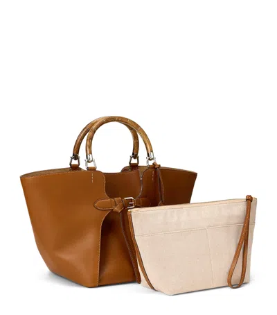 Ralph Lauren Leather Ralph Tote Bag In Gold