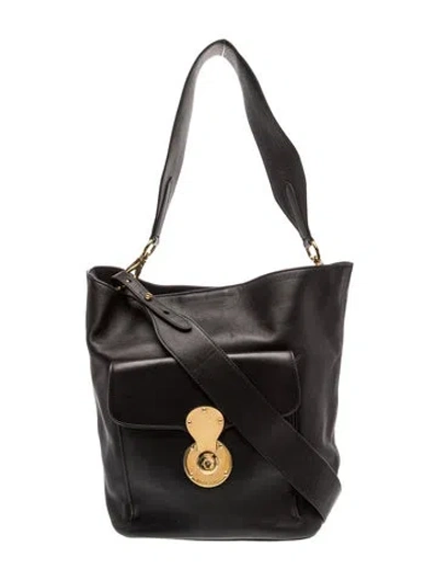 Pre-owned Ralph Lauren Leather Ricky Mini In Black