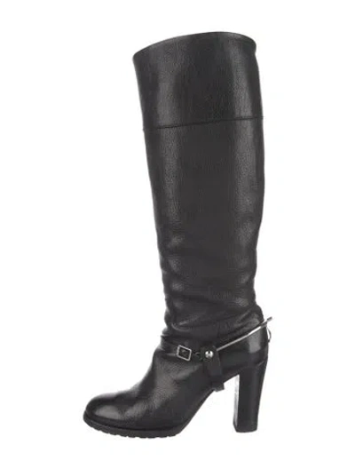 Pre-owned Ralph Lauren Leather Riding Boots In Black