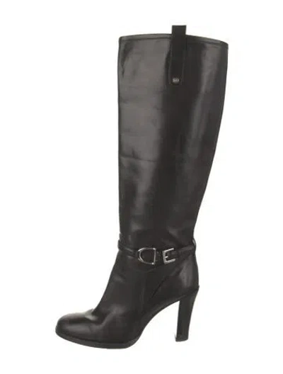 Pre-owned Ralph Lauren Leather Riding Boots In Black