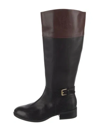 Pre-owned Ralph Lauren Leather Riding Boots In Black