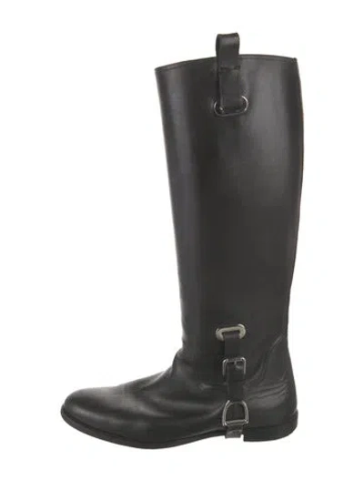 Pre-owned Ralph Lauren Leather Riding Boots In Black