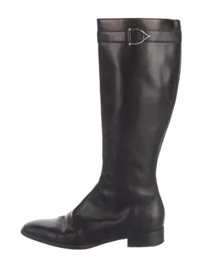 Pre-owned Ralph Lauren Leather Riding Boots In Black