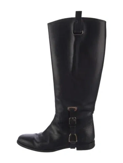 Pre-owned Ralph Lauren Leather Riding Boots In Black