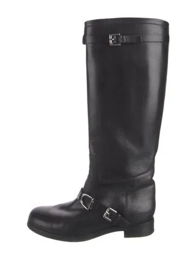 Pre-owned Ralph Lauren Leather Riding Boots In Black