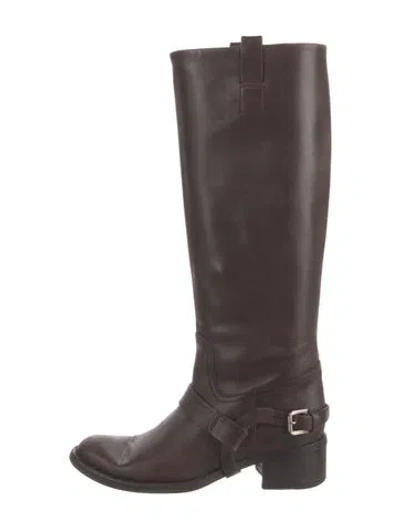 Pre-owned Ralph Lauren Leather Riding Boots In Brown