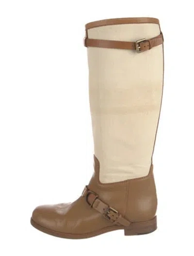Pre-owned Ralph Lauren Leather Riding Boots In Neutral