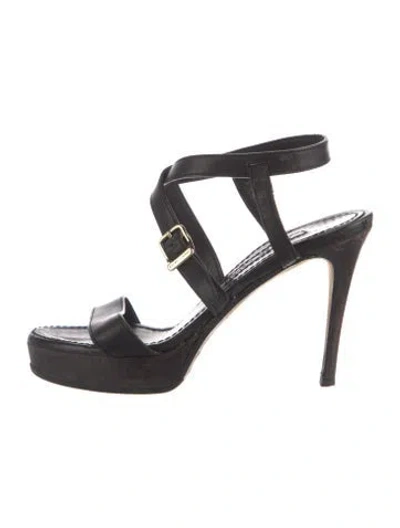 Pre-owned Ralph Lauren Leather Sandals In Black