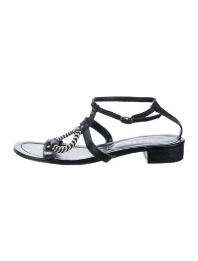Pre-owned Ralph Lauren Leather Sandals In Black