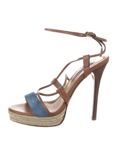 Pre-owned Ralph Lauren Leather Sandals In Blue/brown