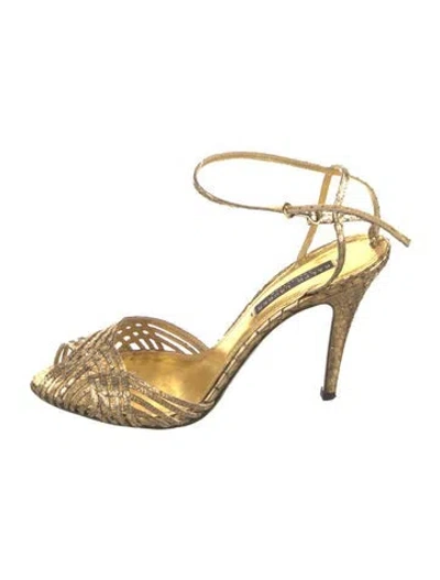Pre-owned Ralph Lauren Leather Sandals In Gold