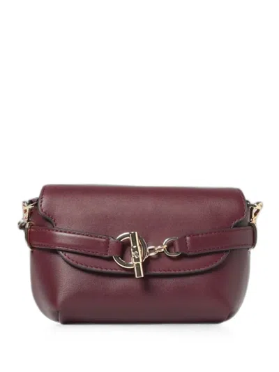 Ralph Lauren Leather Shoulder Bag In Burgundy