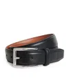 Ralph Lauren Leather Silver Buckle Belt In Black