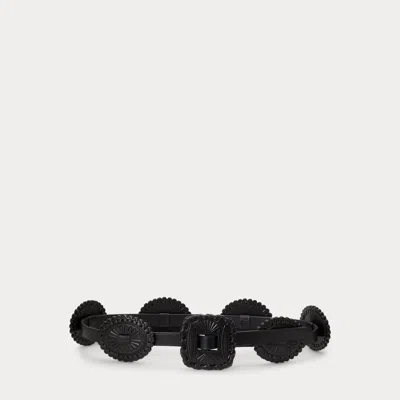 Polo Ralph Lauren Leather Skinny Belt In Black In Pattern